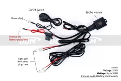 LED Auxiliary Harness, On-off Switch, 2 Leads, Up to 360W, 3-50V, 1 Mode Strobe