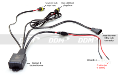 LED Canbus Anti-Flicker Harness with Optional Strobe Function, 9005/9006/9012/H10, PC